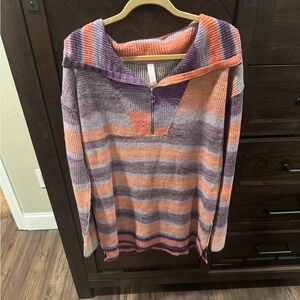 NWT Anthropologie Daily Practice Pink/Purple Half Zip Tunic Sweater Small